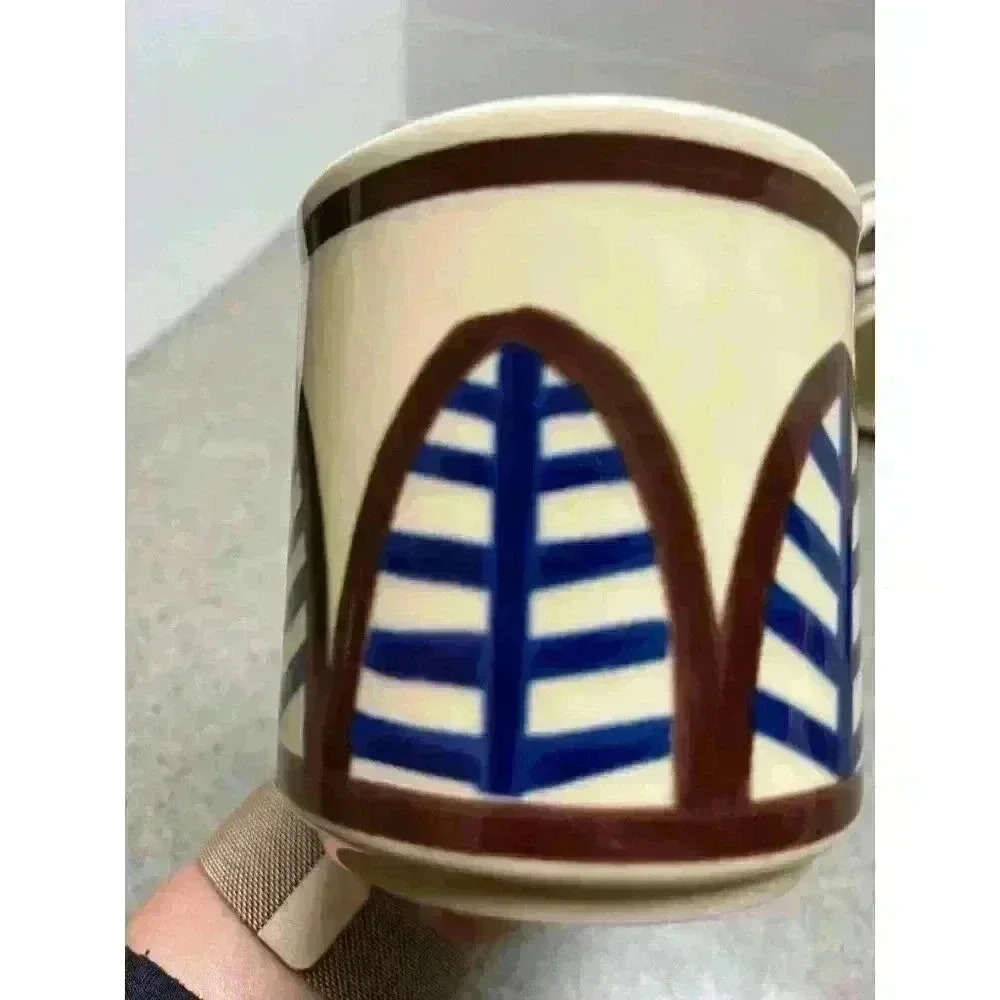 Otagiri vintage coffee mugs floral/leaf pattern blue/brown - Picture 5 of 12